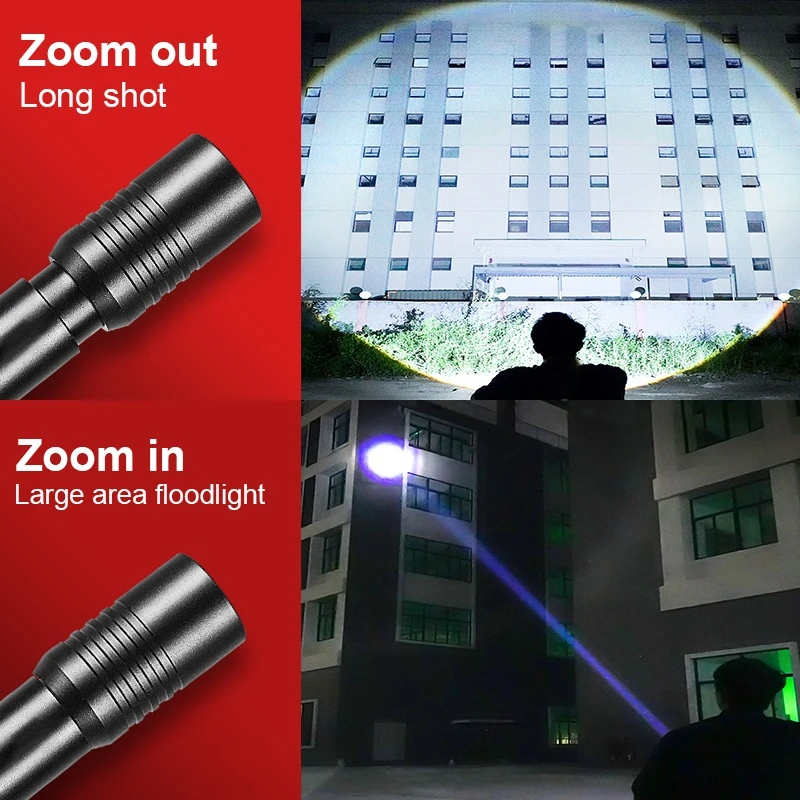 2026 Military Tactical Flashlights Zooming Long Range Tactical Lamp Led Flashlight Powerful Torch Outdoor Patrol Hunting Lantern