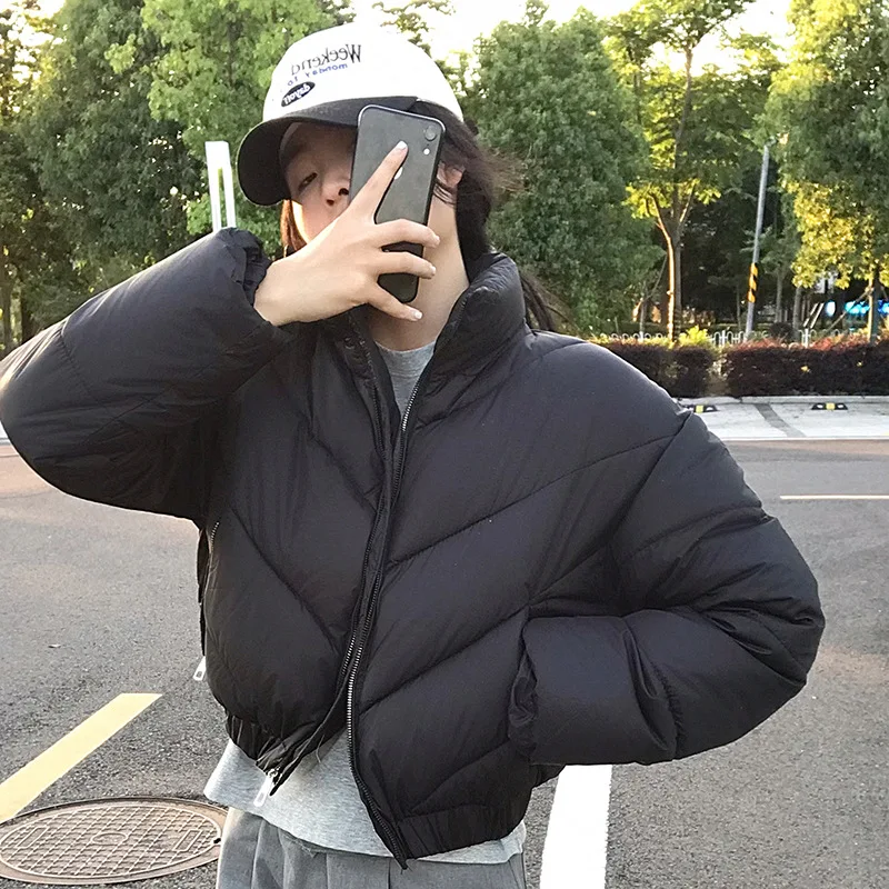 

Women Winter Parkas New Korean Zip-Up Warm Cotton-Padded Outerwear Female Solid Fashion Thicken Parka Woman