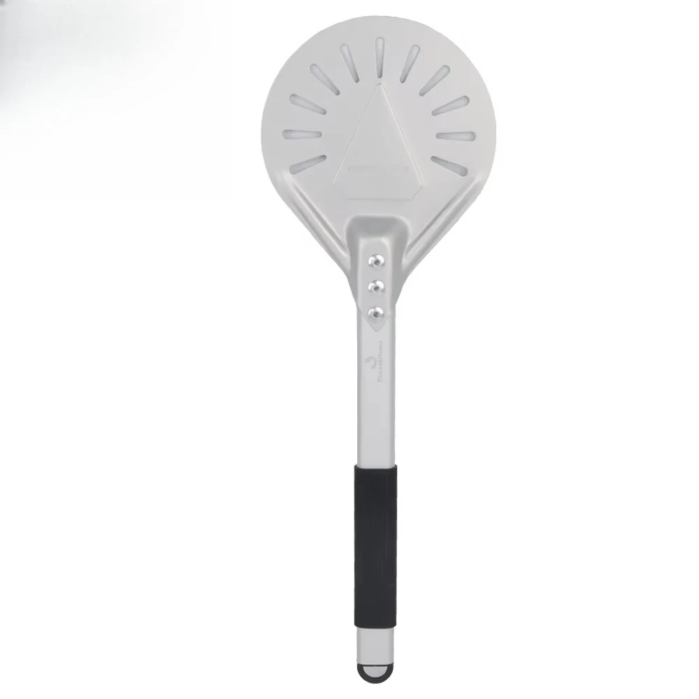 

Hot selling 7/8/9 inch perforated pizza flipping shovel aluminum paddle short tool anti slip handle