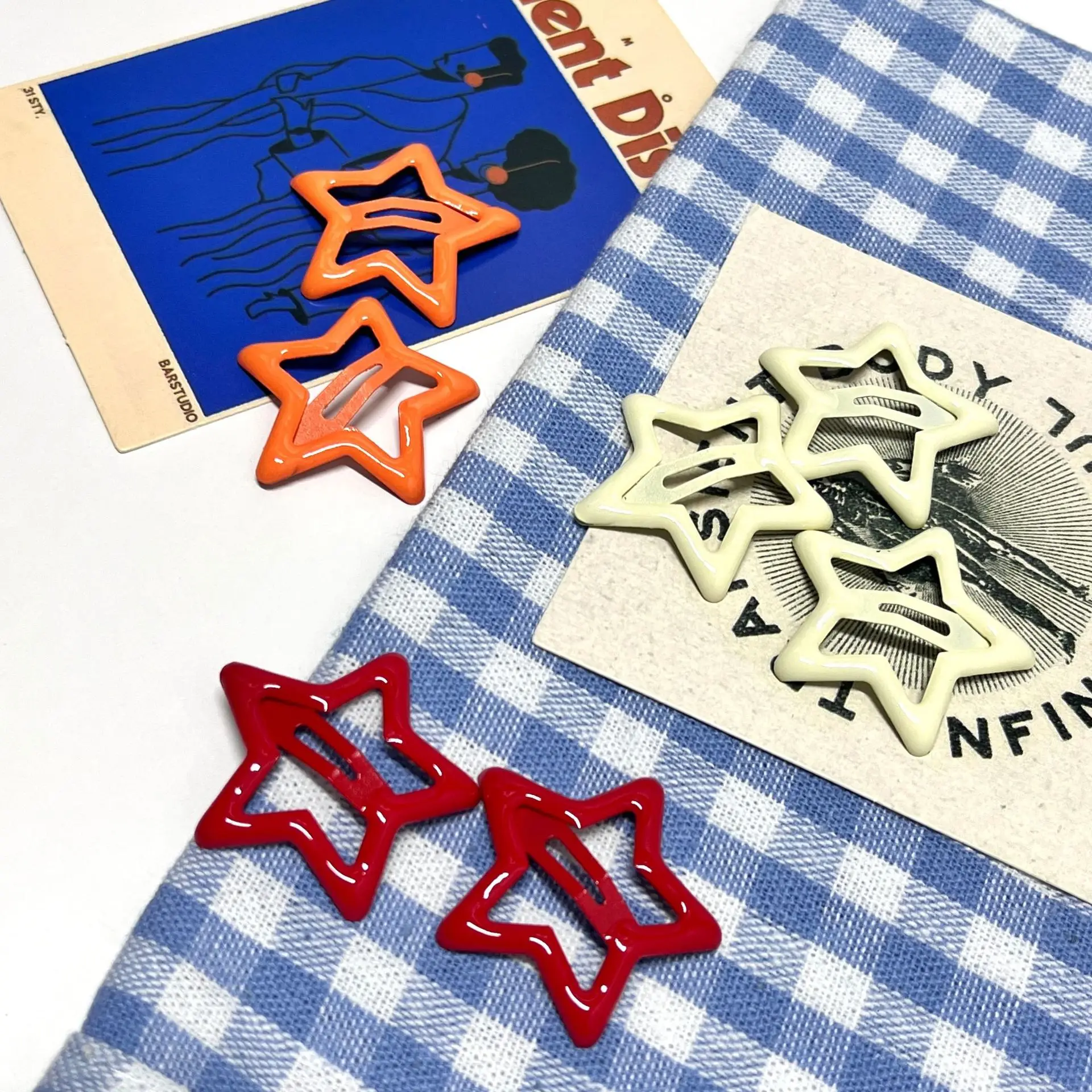 10 قطعة/المجموعة بسيطة Y2k بلون الدوبامين ستار دبوس الشعر للنساء الخماسية نجمة الانفجارات كليب BB كليب دبوس الشعر #4