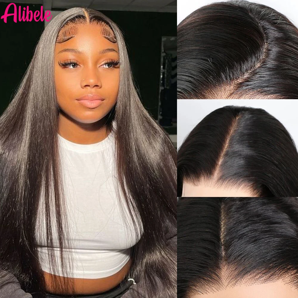

100% Human Hair Wigs Transparent Lace Front Human Hair Wig Straight Pre Plucked Natural Black Virgin Hair Wig For Women