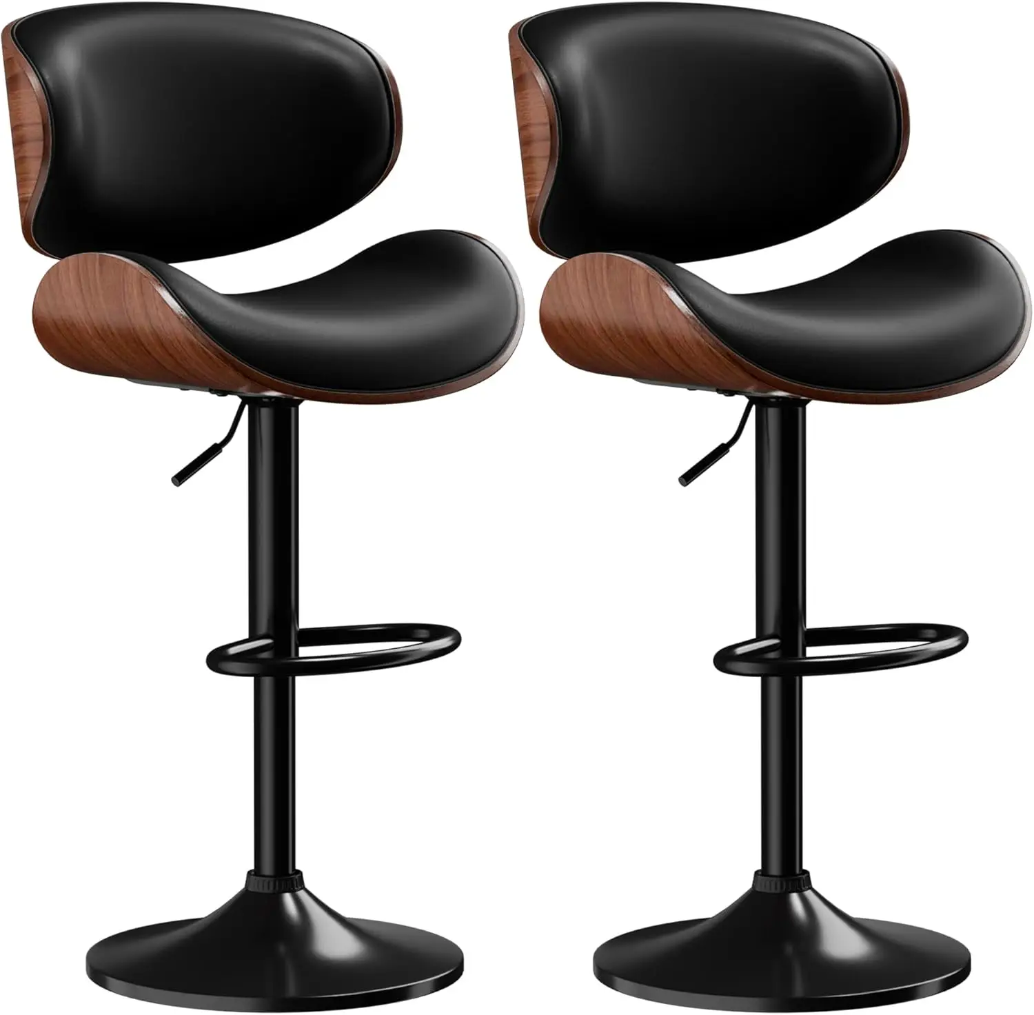 

Bar Stools Set of 2, Adjustable Swivel Leather Bar Stools for Kitchen Island, Mid Century Modern Counter Height Bar Chairs