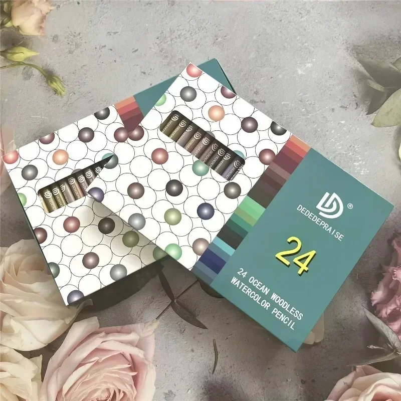 24 Color Watercolor Stick Woodless Watercolor Stick Morandi Color Water Soluble Colored Pencil Retro Color painting Graffiti