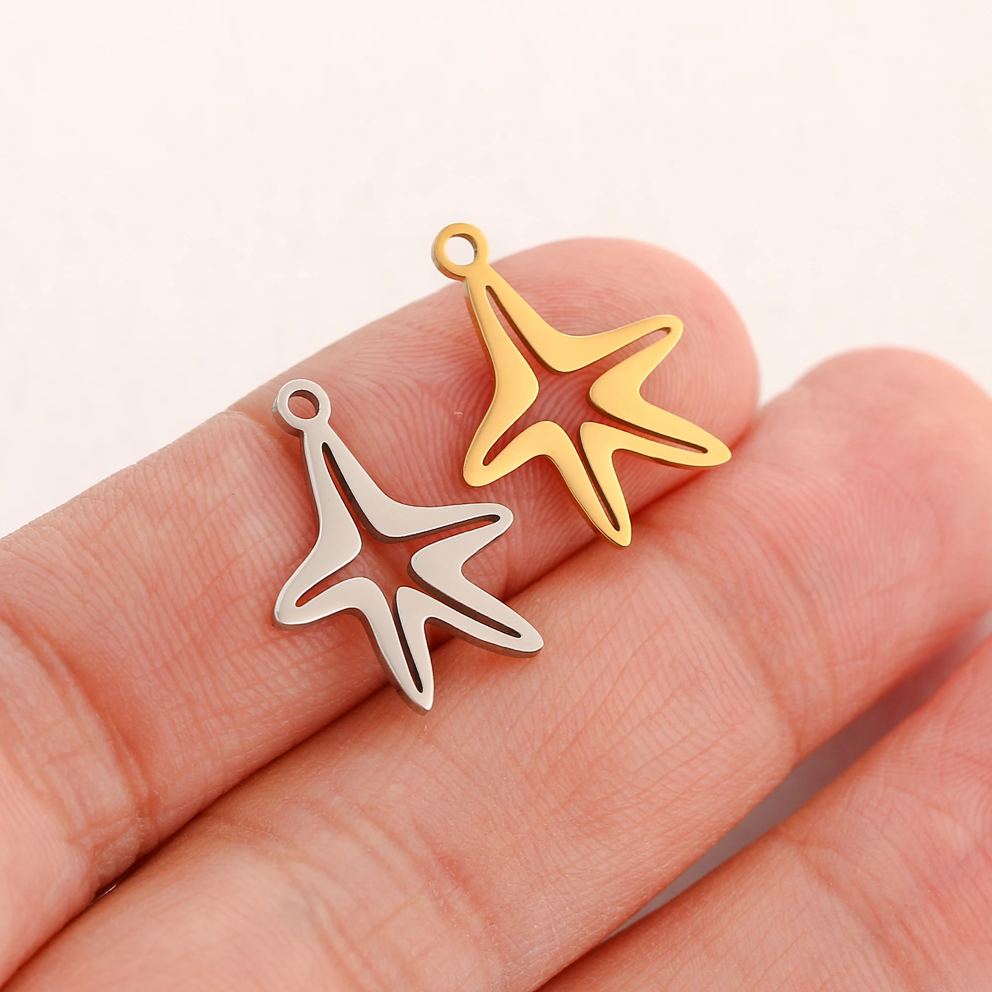 5 teile/los Gold Farbe Marine Tier Octopus Meer Fisch Conch Seestern Charms Edelstahl Anhänger Für Schmuck Machen Zubehör – Detail 9