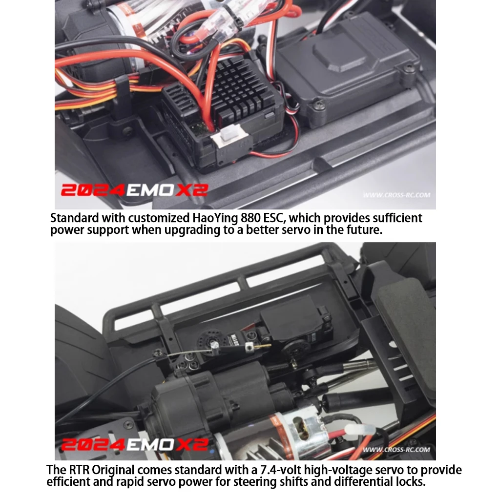 CROSSRC 2025 EMO X2 COUGAR RTR 4WD 2.4GHz 1/8 RC Electric Remote Control Model Car Crawler Adult Children’s Toys Gifts - Image 6