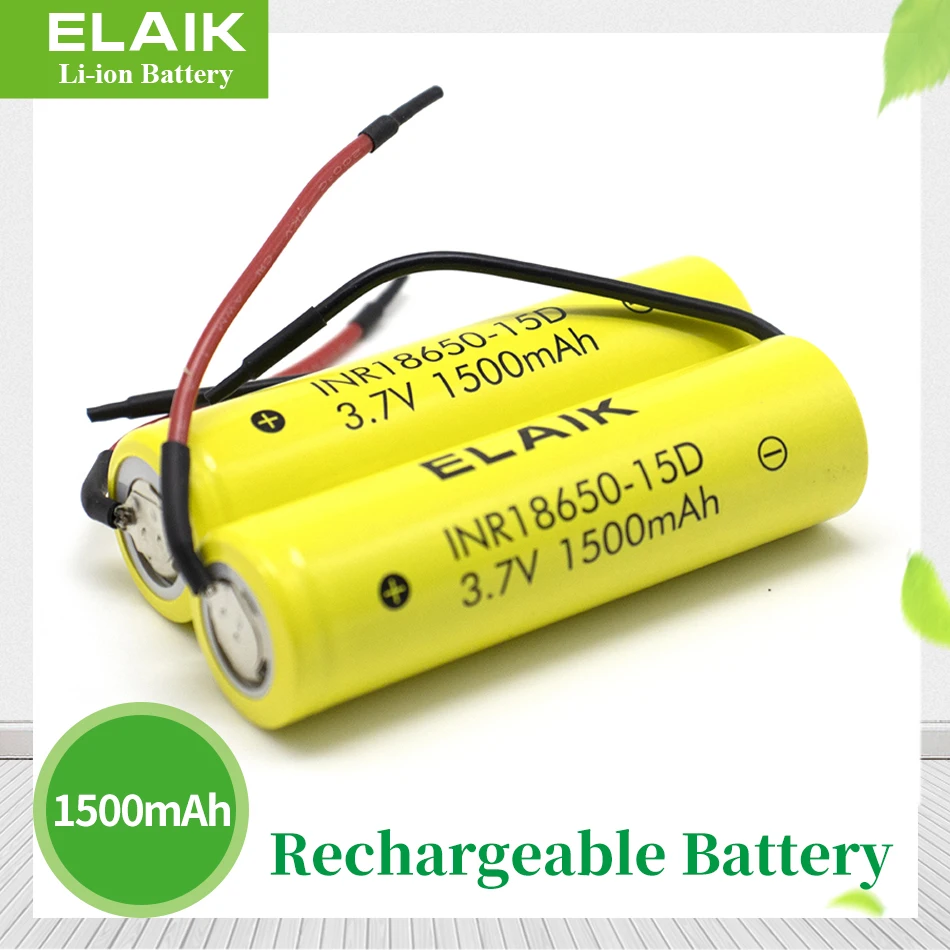 INR18650 3.7V 1500mAh rechargeable power lithium battery is suitable for power tools and power batteries 15D wiring