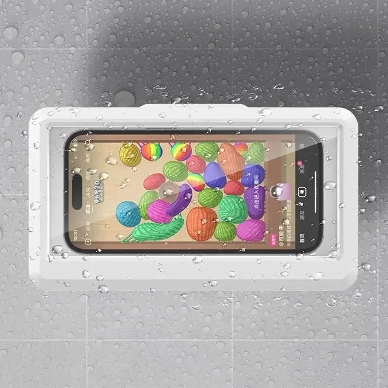 ห้องน้ําห้องครัวกันน้ํา Anti-FOG โทรศัพท์มือถือกรณีหมุนได้หน้าจอสัมผัส Hole-Free Wall Mount Bracket