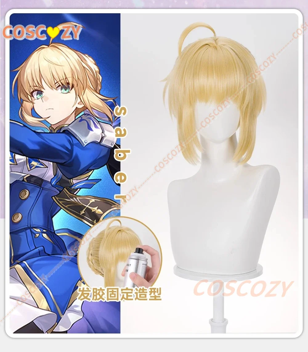 

CosplayAnime Game FGO x Honkai: Star Rail Arturia Pendragon Saber Cosplay Wig Blonde Woman Hair Cosplay Full Wigs+ Wig Cap Gift