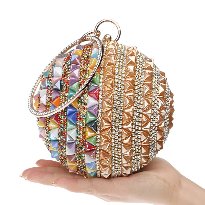 Bolso de mano de Color dorado mezclado con diamantes de imitación, bolso de fiesta hermoso, bolso cruzado de hombro, bolso de regalo de cumpleaños para mujer