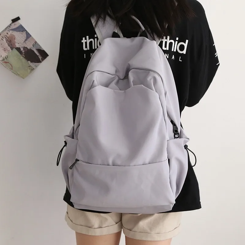 Large Capacity Solid Color Women's Backpack, Korean Style Fashion Versatile Simple Backpack, Commuting College Style Men's Bags