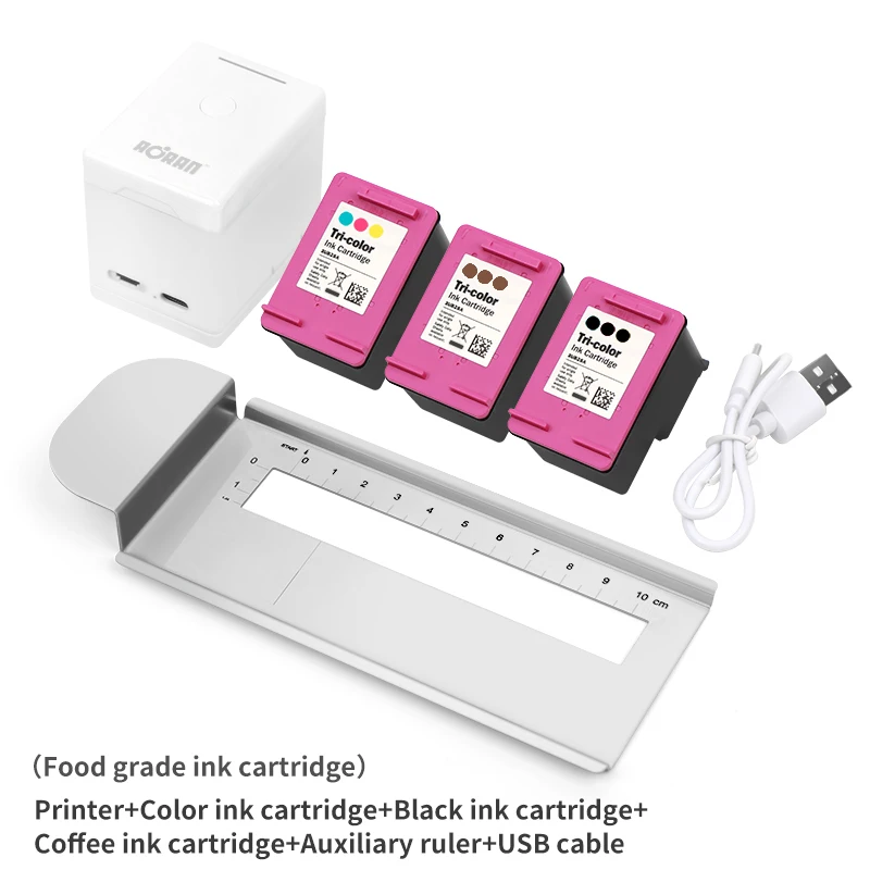 AORAN Mini Portable Color Printer Customized Text Smartphone Wireless Printing Inkjet Printer with Ink Cartridge #R10