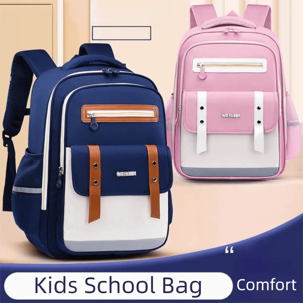 

Ergonomic Kids School Bag Spinal Protection British Style Orthopedic Backpack Reflective Strips Large Capacity Students Backpack
