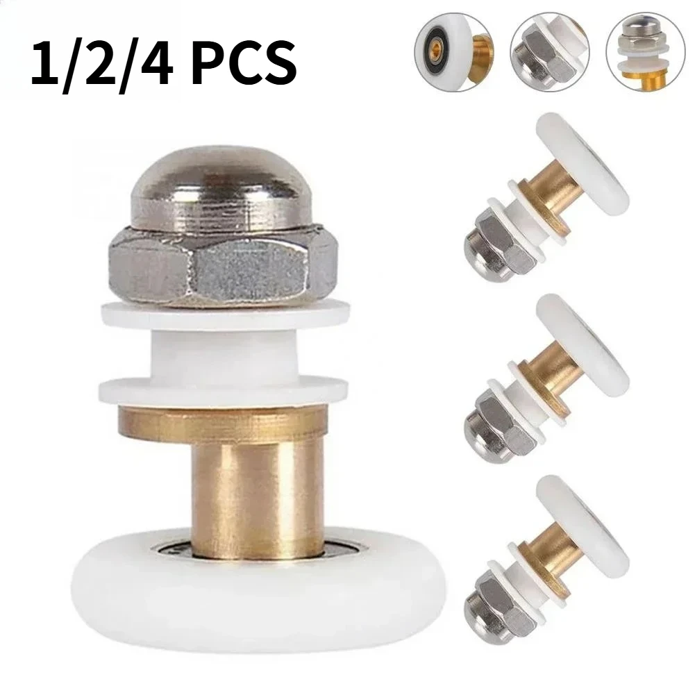 1/2/4PCS Premium Bathroom Nylon Cabinet Door Pulley, Sliding Glass Door Pulley, Copper Bearing Roller, Hardware Accessories