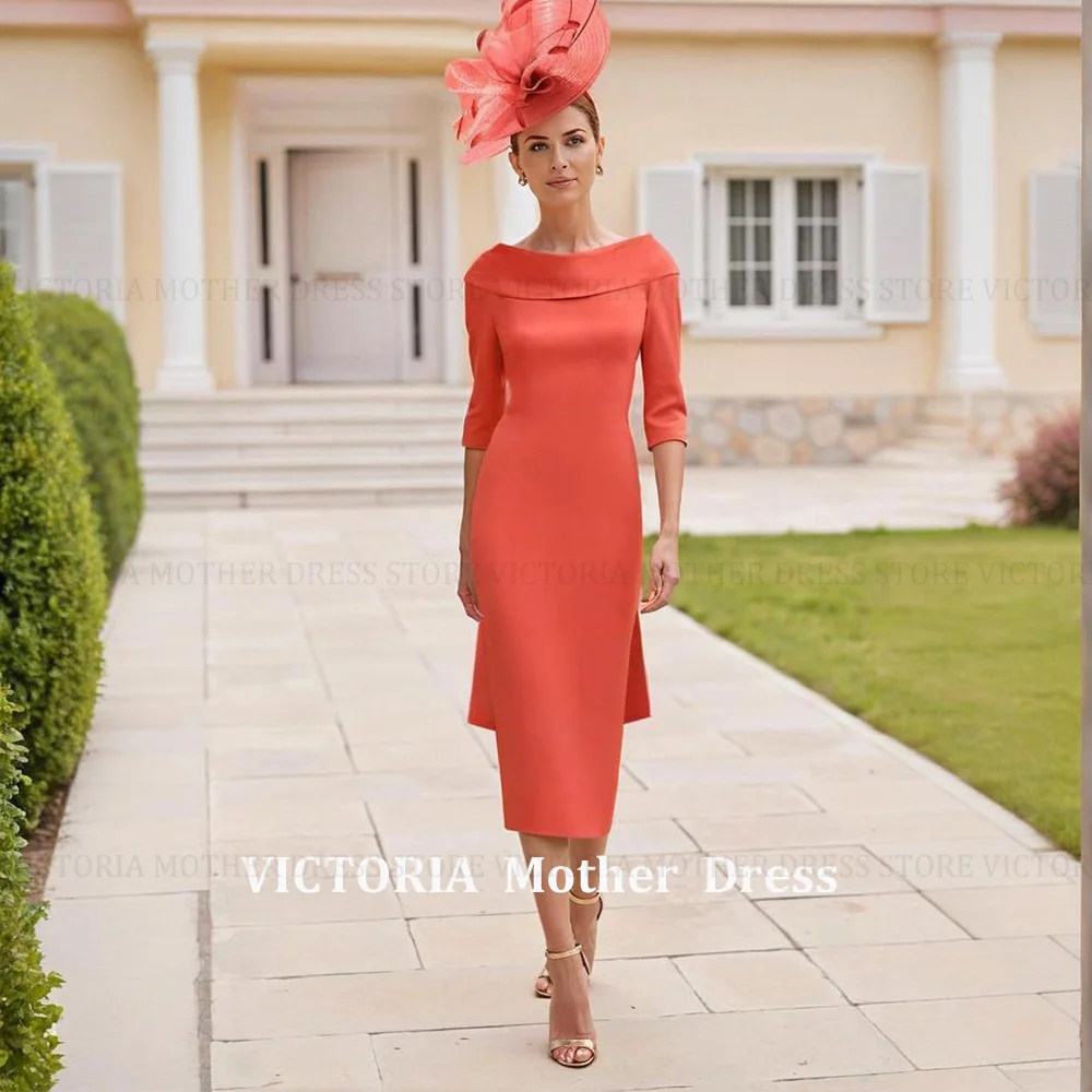 VICTORIA Customized Simple Mother of the Bride/Groom Dress A-Line Scoop Backless Short Wedding Guest Gowns Party Evening Dresses