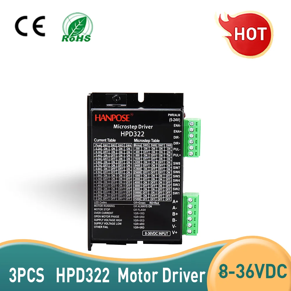 

3PCS NEMA 17 stepper motor driver HPD322 8-36VDC max CNC router controller for 3D printer NEMA23 step motor