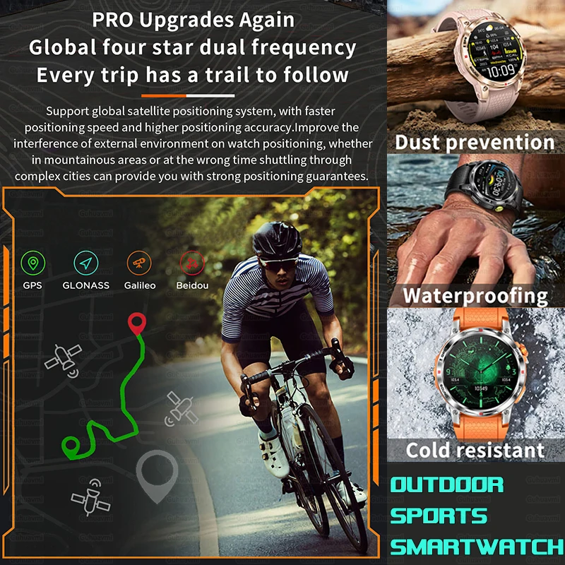 2024 New Military Quality GPS Smart Watch Men's Bluetooth Call Compass Heart Rate Blood Oxygen Multi Sport Waterproof Smartwatch