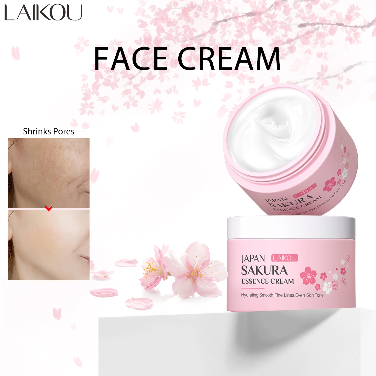 LAIKOU ساكورا كريم ايسنس ترطيب الوجه تغذي البشرة تحسين جفاف كريم تفتيح الوجه كريم العناية بالبشرة الأصلي 25 جرام