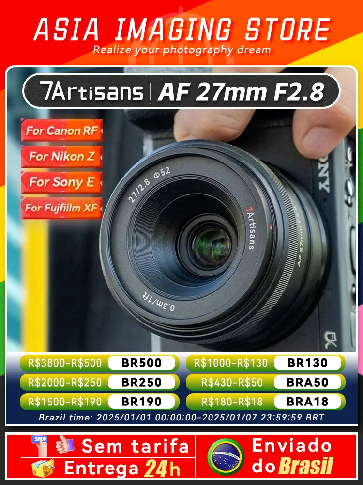 【 Do Brasil 】SALE 7Artisans AF 27mm F2.8 APS-C Mirrorless Camera Autofocus Lens for Sony ZVE-10 ZVE10 A6400 27 2.8 7 Artisans