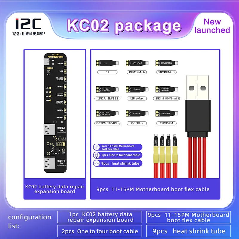 i2C KC02 Battery Data Repair Expansion Board for IP11 12 13 14 15 Series Battery Efficiency Modify Tool to i6S KC03 KC01 BR-13