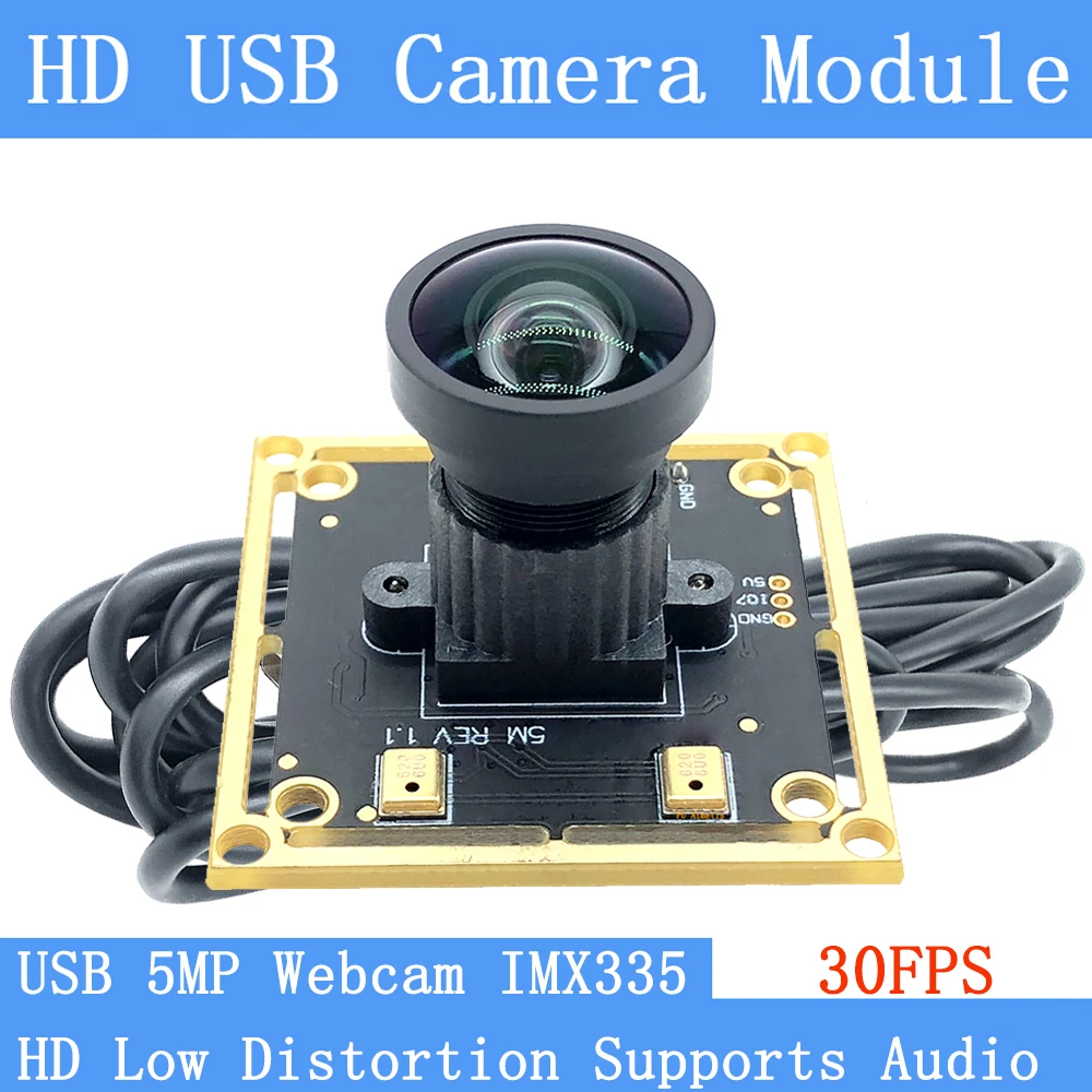 USB2.0 Distorsione fisica zero pura 5MP IMX335 UVC Webcam industriale 2592*1944 30FPS Modulo fotocamera USB Supporto audio Linux