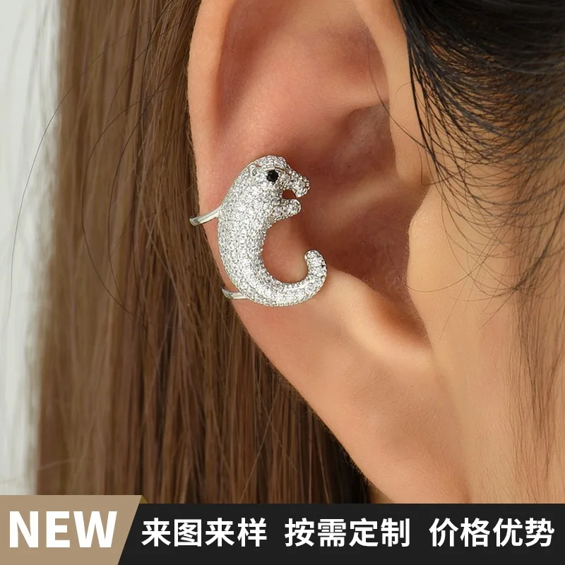 

JF2023 New Original Design Leopard Micro Earclip without Earhole Fashion Female Personality High Quality Versatile Earrings