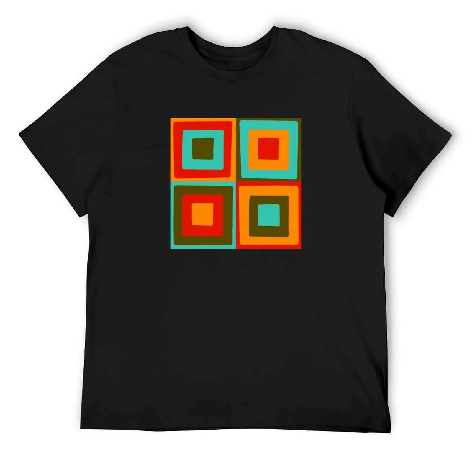 

Mid-Century Retro Mod Pod Vibrant Geometric Squares T-Shirt sweat anime cotton man t-shirts mens big and tall t shirts