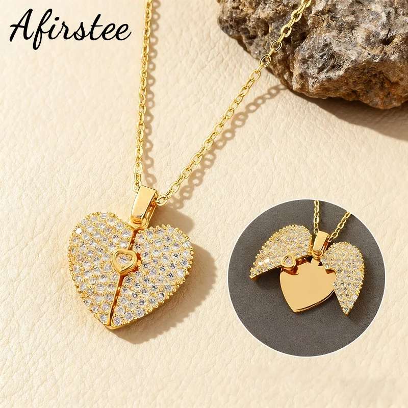 Afirstee Multiple Styles Engraved Name Necklaces With Stones Opened Pendant Women Girls Charming Custom Jewelry Christmas Gift
