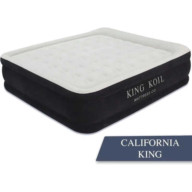 King Koil Plush Pillow Air Mattress, Top King, bomba de alta velocidade embutida, melhor para casa, camping, convidados