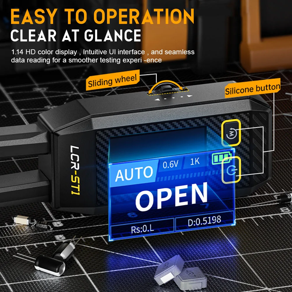 Imagem -06 - Mini Pinça Digital Lcr Smd Esr Tester Capacitância Resistência Indutância Continuidade Teste Diodo Ferramentas de Medição Fnirsi-lcr-st1