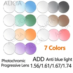 Anti-blue Light Photochromic Progressive Multifocal Lens 1.56 /1.61 /1.67 1.74  Optical Prescription Lenses Man Woman