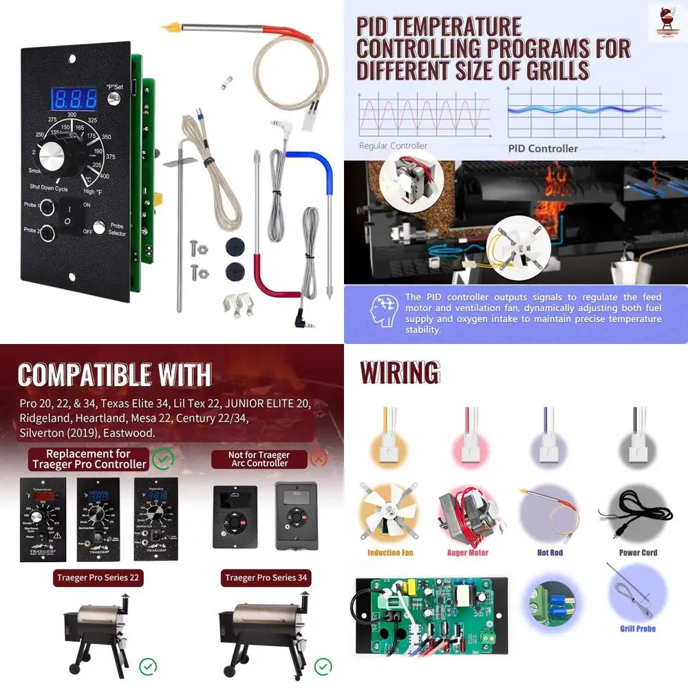 

Плата управления Digital Pro, совместимая с пеллетным грилем и курильщиком — сменный комплект с контроллером, горячим стержнем, датчиком RTD и двойной меной