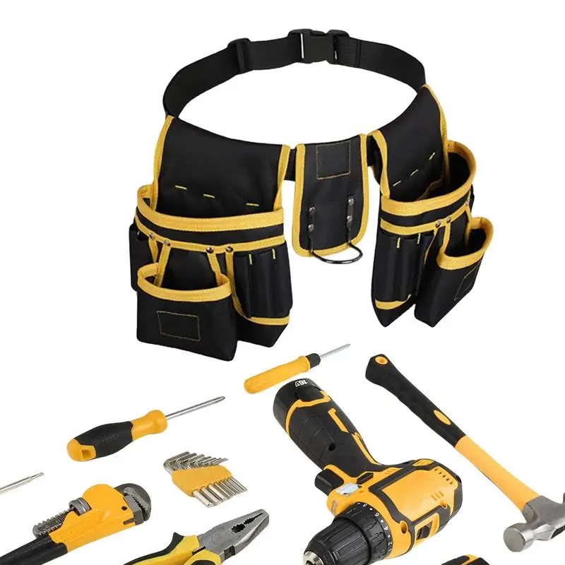 Professional Electrician Waist Tool Bag Waterproof Oxford Cloth Utility Waist Belt Pouch Bag for Holding Drill Utility Tool Bag