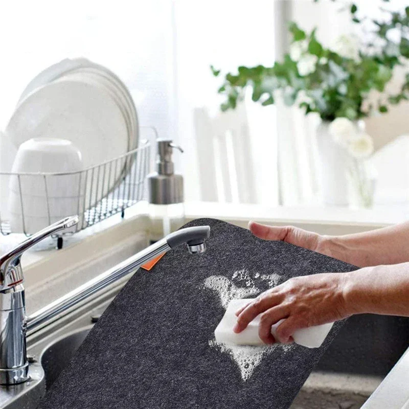 3/12/18pcs Kitchen Washable Felt Dinning Placemats for Table Mat Heat Insulated Glass Coasters Cutlery Storage Bags Home Decor