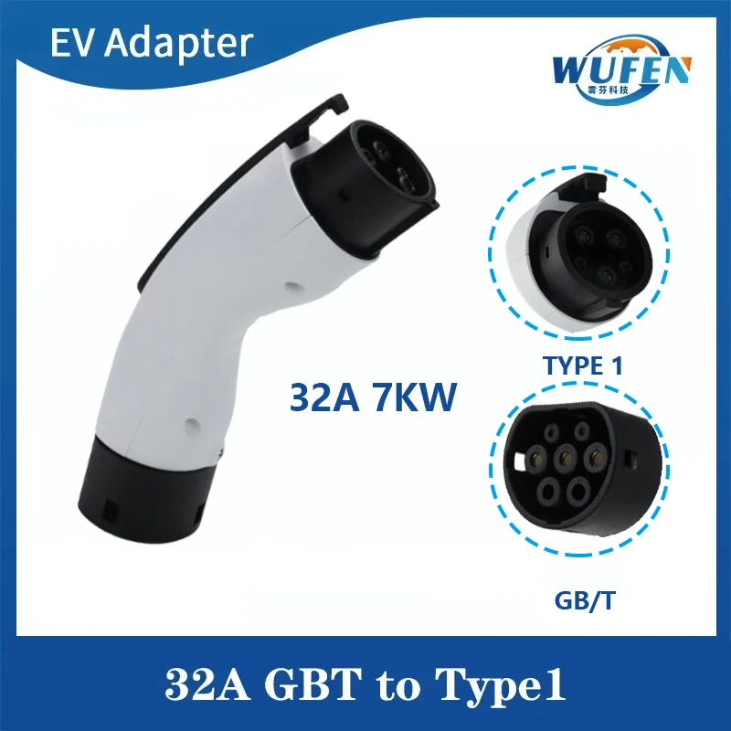 WUFEN GBT to J1772 Type1 AC adapter 32A EVSE Connector 7KW Electric car charger EV charger Charging Converter accessories