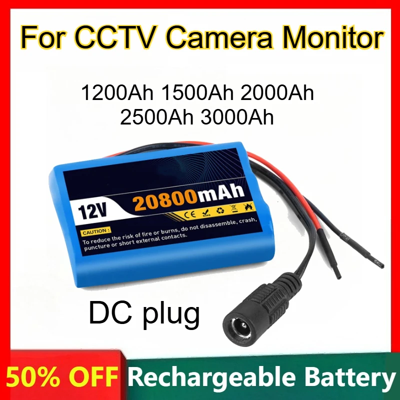

3S1P 18650 Lithium Battery Pack 12.6V with Protection Board for CCTV Camera Monitor Rechargeable Batteries
