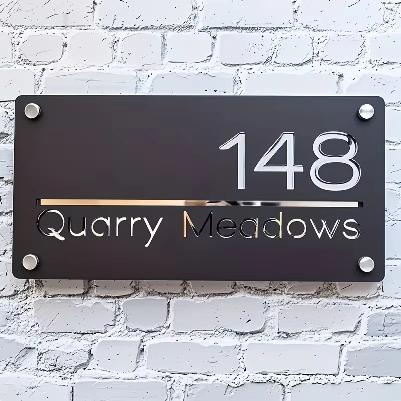 1 Stück Individuelles Nummern- und Textschild aus Acryl, Doppelschichtiges Hausnummernschild, Adressnummernschild, Dekoration für Zuhause, Wohnung und Briefkasten