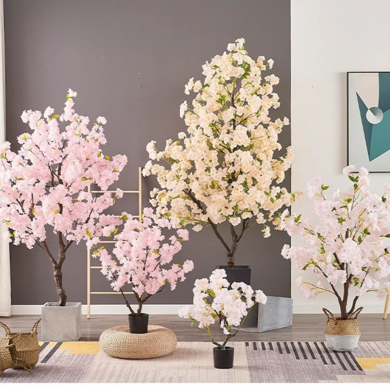 Imagen 3: Árbol de Flores de Cerezo Artificial de 50-180 cm, Plantas en Maceta para Decoración de Jardines y Hogares, Flores Artificiales en Maceta