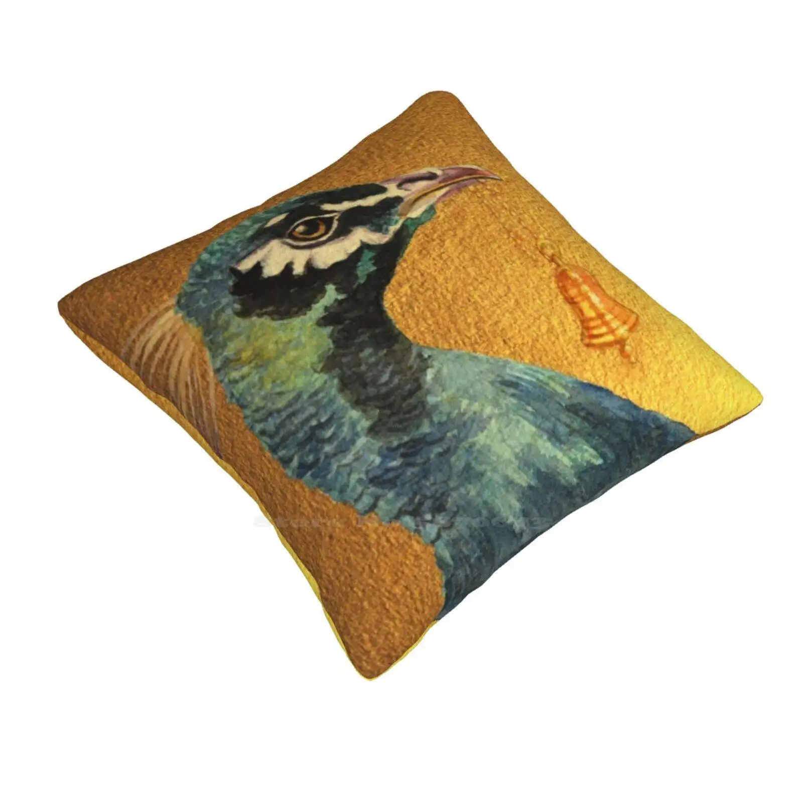 Para Oshun Pillow Cover Hug Pillowcase Oshun Ochun Yoruba Santeria Goddess Peacock Bell Religion Gold Turquoise Nigeria Benin