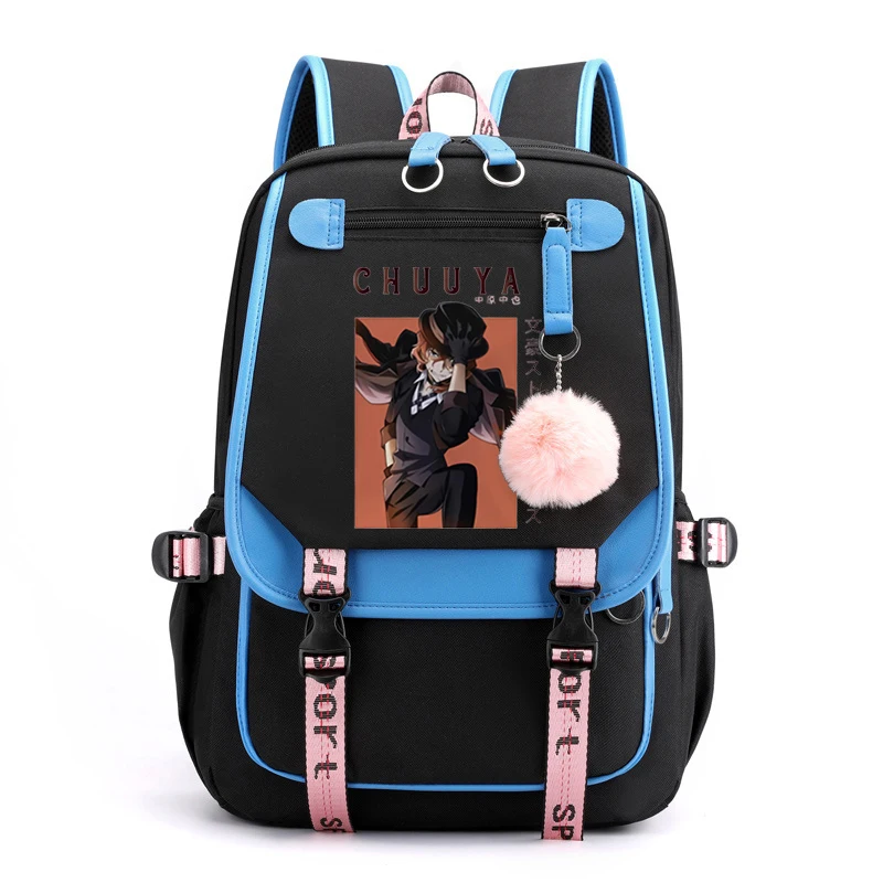 Bungou Stray Dogs School Bags Girls Teenager Backpack Children Usb Chuuya Nakahara Bungou Stray Dogs Anime School Bag Backpack