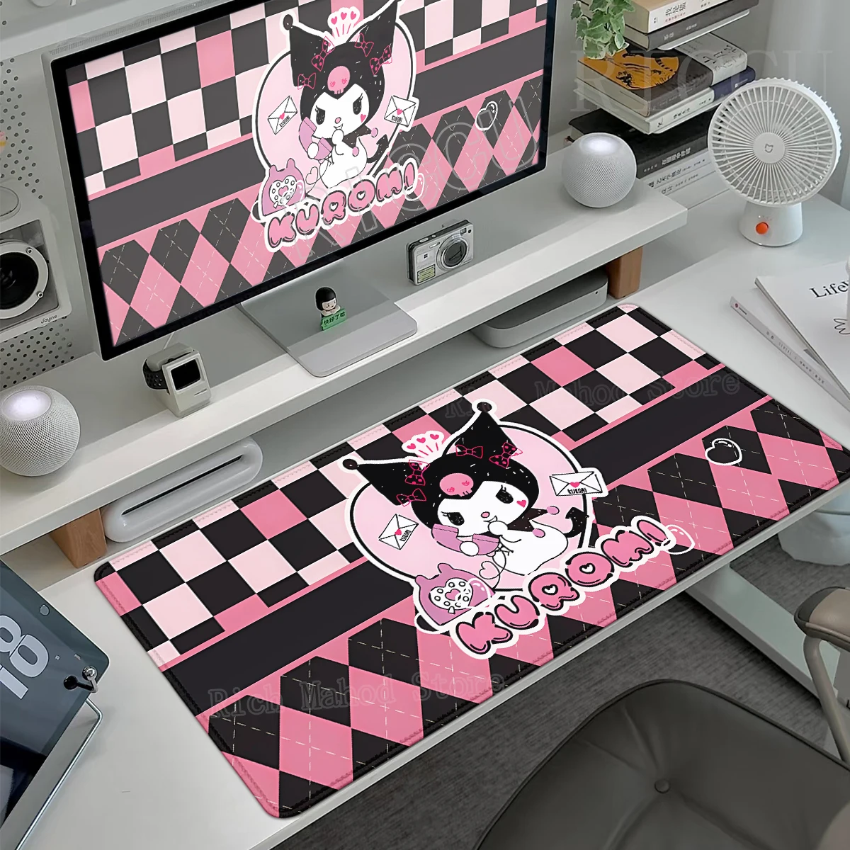 Kuromi Goth Kawaii Large Mouse Pad 90x40cm Black PC Keyborad Non-Slip Desk Mat  XXL Gamer Tablemat HD Keyboard Extended Mousepad
