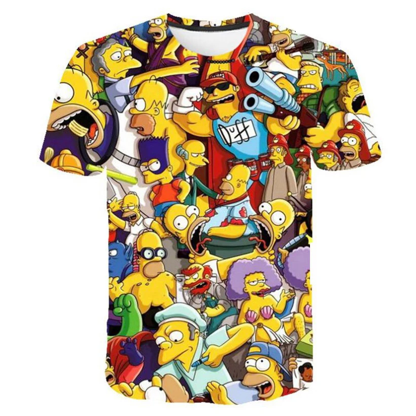 Camiseta con estampado 3D de la serie de televisión de Anime de los Simpsons para hombre y mujer, camiseta informal, camisetas gráficas de verano, Tops para parejas