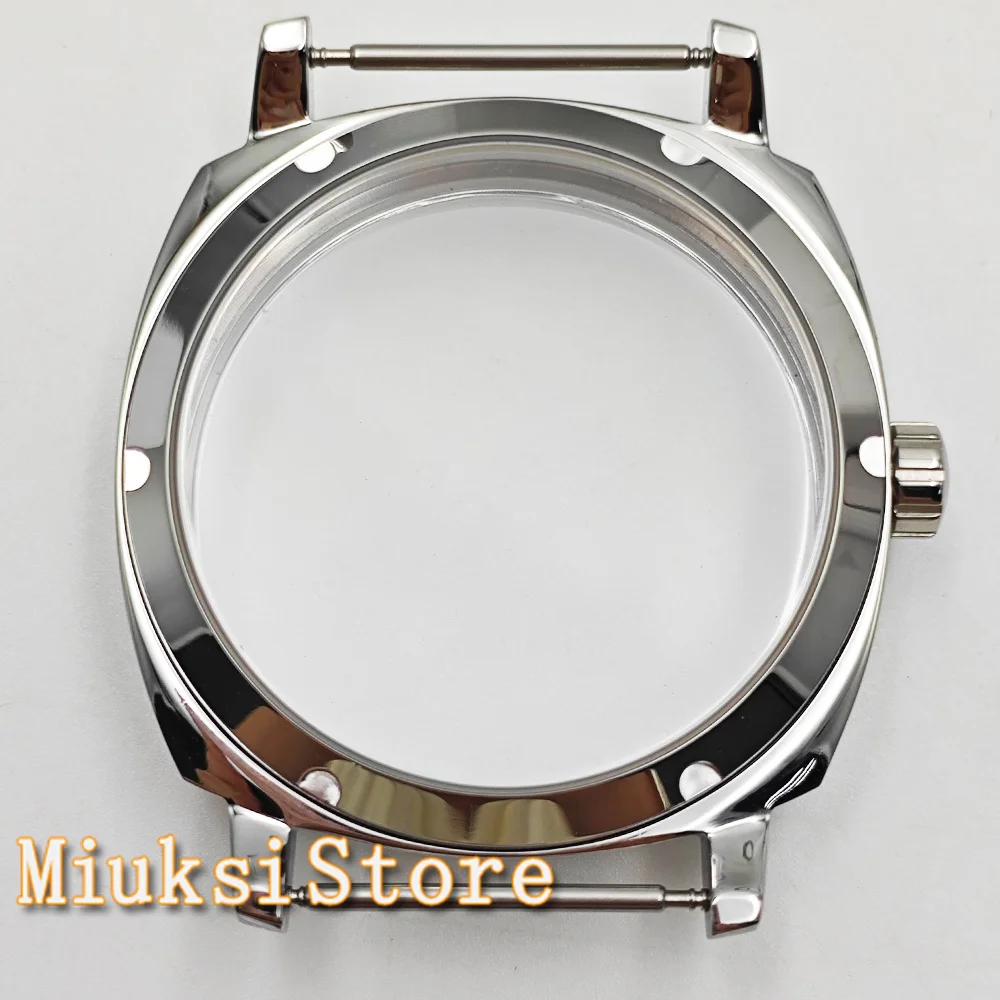 42mm Silver Watch Case Solid 316L Stainless Steel Fit ETA 6498 6497 ST3600 Movement Watch Accessories Parts