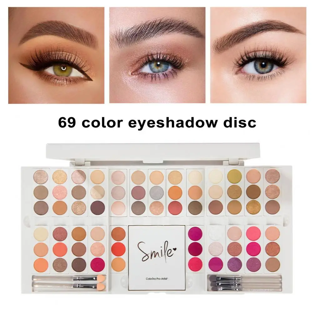 

Makeup Eye Shadows Professional Eyeshadow Palette Multi-color Stage Makeup Eyeshadow Palette with Mirror 69 Shades for Film