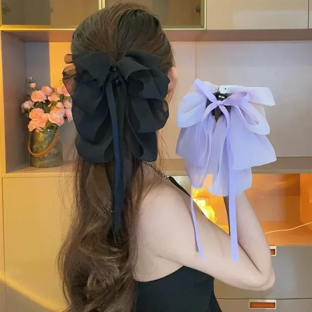 Koreańska siateczkowa kokardka do włosów Słodka kokardka do włosów Spinka do włosów Koreańskie dziewczyny Moda Chwyć klips Kobiece nakrycia głowy Akcesoria do włosów