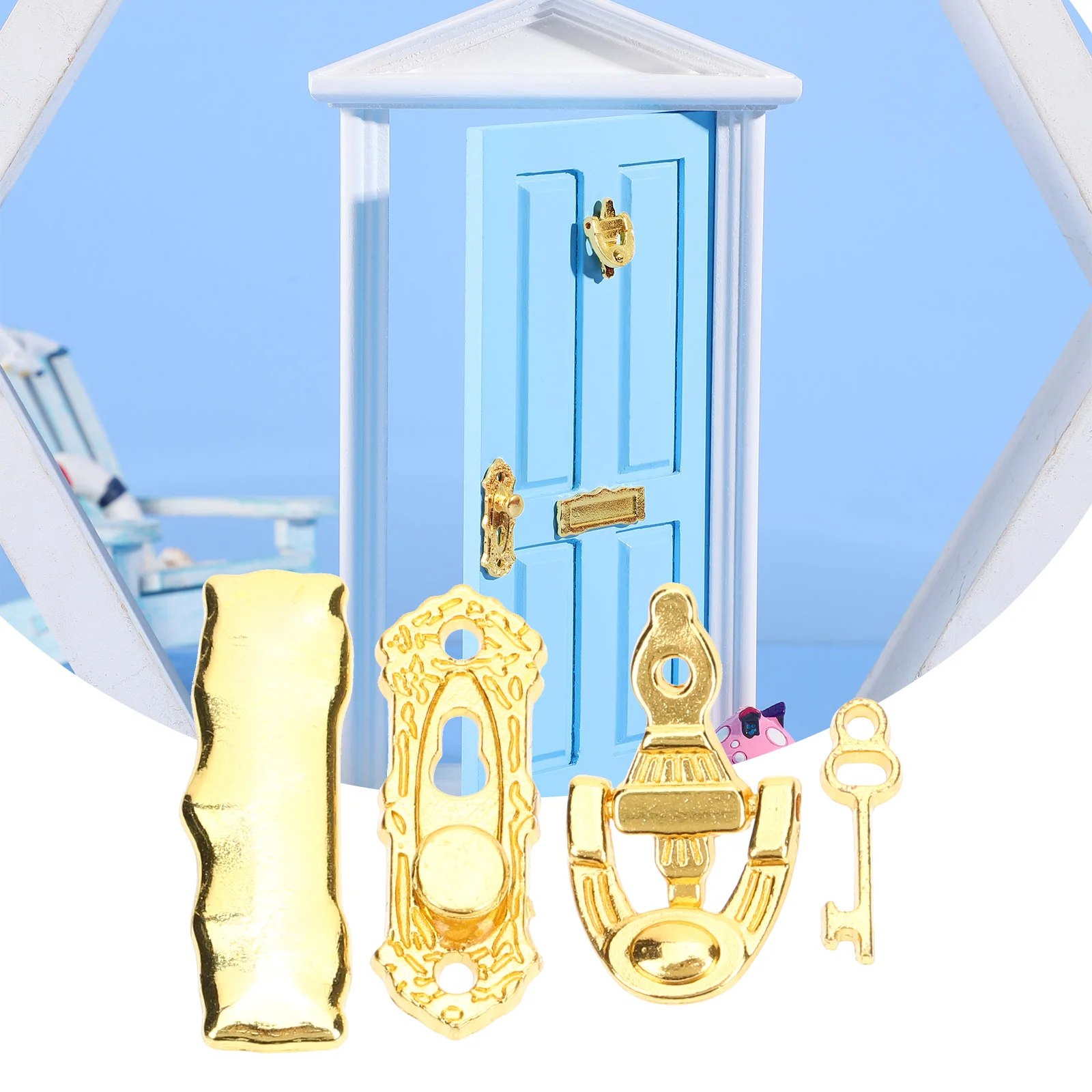 1 12 Scale Dollhouse Mini Door Lock Key Strip Alloy Unique Vintage High Class Metal Tiny House Accessories for Miniature