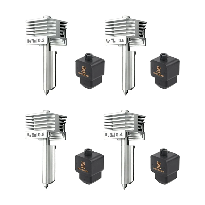 DT21 X2D Hotend Standard Flow 0.4 0.2 0.6 0.8mm Hardened Steel Nozzle Kit for Bambu Lab H2D H2S P2S Quick-Swap Fast Heating