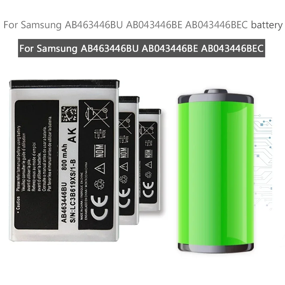 Battery For Samsung GT-C3010/C3011/C3520/E1080/E1150/E1272/SGH-E250/E900/M620/X160/X200/X210 (AB463446BU/AB553446BU/AB043446BE)