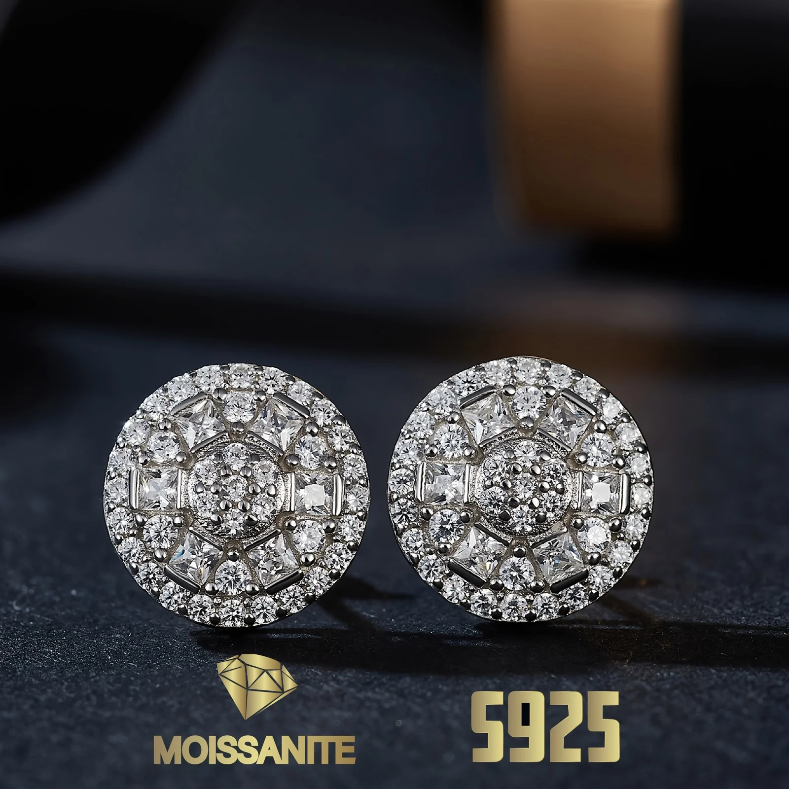 Luxury Earrings Round Stud Earring Moissanite Earrings S925 Silver Earring  Women Engagement 2025