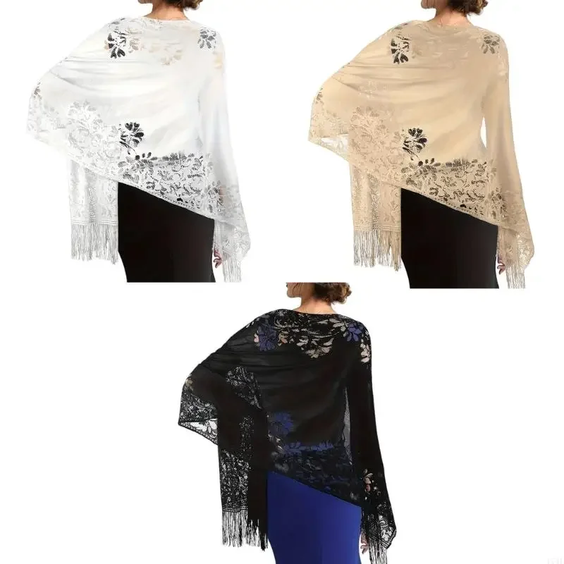 Elegante chal de encaje para vestido de novia, estola de tul, bufanda multiusos para mujer, chal para fiesta