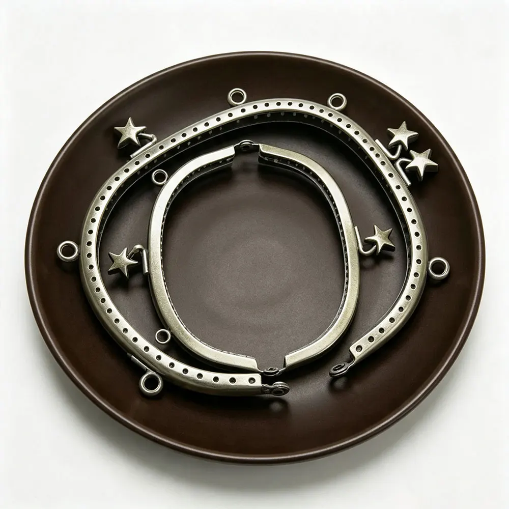 12.5cm Star Head Metal Purse Frame Handle for Clutch Bag Coin Kiss Clasp Lock Antique Bronze Hardware Bag Accessory